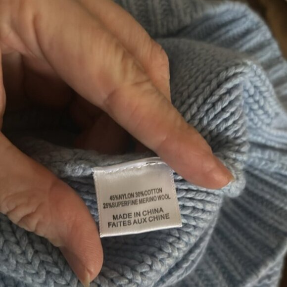 Misa Los Angeles Sanja Open Shoulder Mock Neck Sweater Blue small - Picture 7 of 7